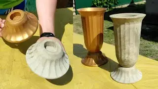 DIY Вазон из цемента и пластиковых бутылок своими руками Идеи Кашпо Поделки из цемента для дачи