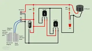 Simple Door Security Alarm Circuit with Magnetic Reed Switch