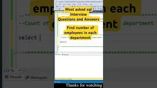 How to find number of employees in each department #shorts #sql #sqlqueries #sqlinterview #coding