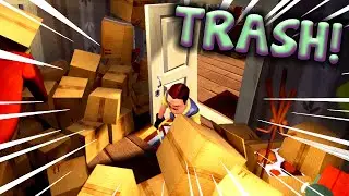 TRASH CHAIN REACTION PRANK in HELLO NEIGHBOR!