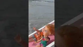 Elsa & Anna toddlers - ocean - beach - sand playing - Barbie dolls  #shorts