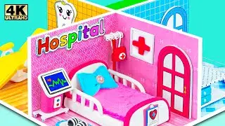 (EASY) How To Make Miniature Hospital with 4 Color Room, DIY Doctor Playset Toy from Clay, Cardboard