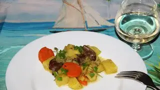 Картошка с куриными сердцами