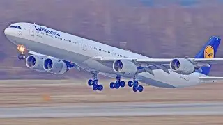 +35 Minutes HEAVY TAKE OFFS & LANDINGS | A340-600, A380, B777, A350 | Munich Airport Spotting