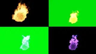 Red and pink fire in green screen and black screen || 