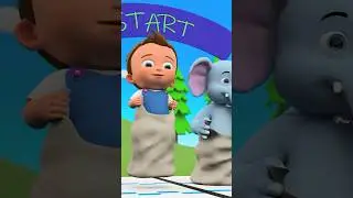 #Shorts Little Babies and Elephant Fun Play Sack Race Game 3D | Cartoons for Kids 2023