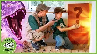 Giant Dinosaurs & LB Finds a Secret Door! Kids Dinosaur Adventure with T-Rex & Pretend Play Toys