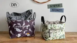 JUNIPER BASKET ~ beautiful fabric basket featuring a unique, super handy drawstring closure.