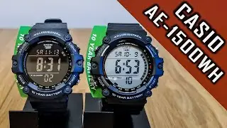 Super wide screen Casio AE-1500WH digital watch review 