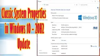 How to Open Classic System Properties in Windows 10 version 20H2