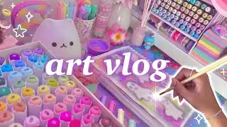 aesthetic art vlog 🌷 [productive] drawing, clay, organising, sketchbook pages & more