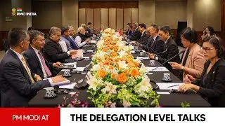 Prime Minister Narendra Modi at the delegation level talks, Singapore