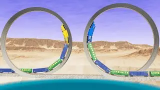 Trains vs Double Loop - Beamng Drive