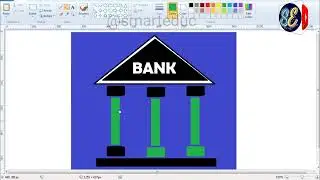 Drawing Bank Logo in MS Paint on Computer painting