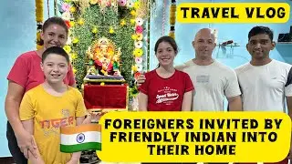 Foreigner invited by friendly Indian into their home in Maharashtra during Ganpati #videshi