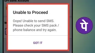 Unable To Proceed Phonepe Bank Account | Phonepe Unable To Send Sms Please Check Your Sms Pack