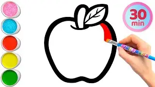 Apple and 8 More Fruits Drawing, Painting, Coloring for Kids and Toddlers | Learn Fruits 