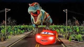 😱MCQUEEN Got Into The Mouth Of The👹Huge DINOSAUR ?!😱(Beamng Drive)