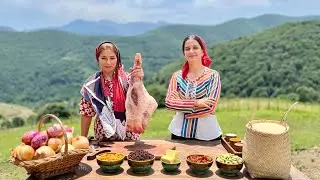 Rice Stuffed with Lamb Leg Meet & Dried Fruits in the Mountain Village