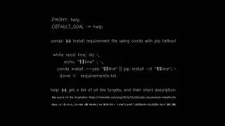 Makefile: Install requirement file using conda with pip fallback