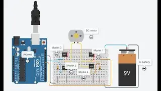 H-bridge motor driver control using Arduino | TinkerCAD Arduino project