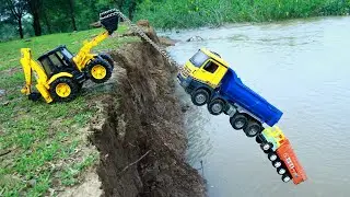 Scania Dumper And Ashok Leyland Truck Accident River Pulling Out JCB 5CX ? New Cartoon video | CSToy