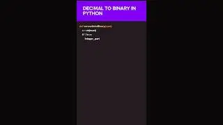 Decimal to binary conversion in python|| #python #pythonprogramming #shorts