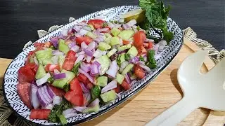 Easy Kachumbar Salad | Indian Salad with chopped Onion, Tomato, and Cucumber