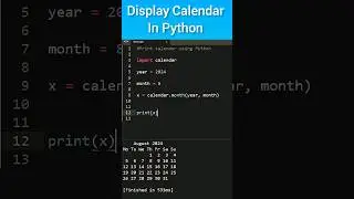 Display calendar using Python #python #progamming