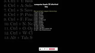 Top 20 Basic Computer Shortcut Keys | Computer Shortcut Keys | Top Keys | #Best Keys#AlphaRez#viral