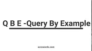 QBE- Query By Example