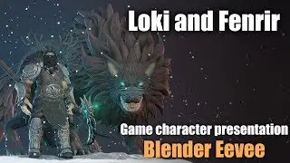 Loki and Fenrir |  game character presentation | Blender Eevee