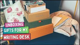 Unboxing gifts for my writing desk | storage, washi tape, diary for 2024 and candles for writers