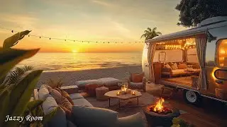 Seaside Campfire Escape | Cozy Autumn Jazz Music & Uplifting Bossa Nova to Work, Study