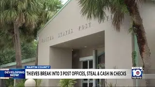 Crooks rob three Florida post offices, stealing mail and cashing personal checks