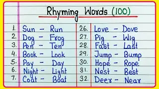 Rhyming words 100 | Rhyming words in English | Rhyming words | 100 Rhyming words