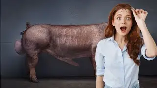 Incredible BOAR with big BALLS walking on the pig farm
