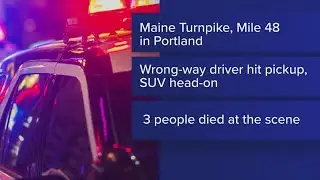 Three people die after wrong-way driver causes crash on Maine Turnpike, police say