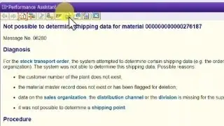 error - Not Possible to determine shipping data for material. #message no. 06280