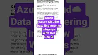 Azure Cloud ☁️ Data Engineering Interview Questions 🎯🚀 #shorts #azurecloud