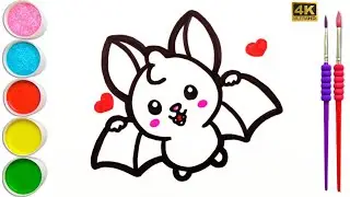 Cute Bat drawing for kids & toddlers | Easy & Cute Bat, Easy Pet Animal drawing for children