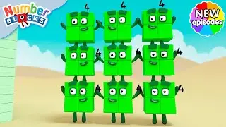 Friendly Fours’ Beach Day | Series 7 | Learn Times Tables | Learn to Count | Numberblocks