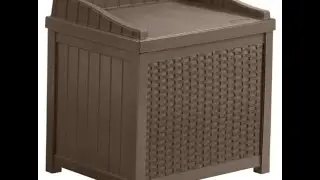 Suncast SSW1200 Mocha Resin Wicker 22 Gallon Storage Seat