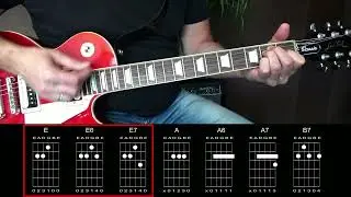 How to play a Blues Shuffle with Chords - Guitar Beginner Tutorial