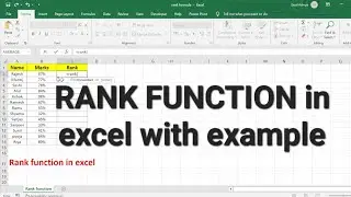 rank function in excel | Excel rank formula | rank formula | basic excel | excel formulas