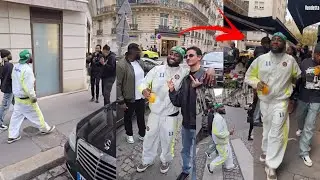 Davido Shooting Biggest Music Video is the Street of Paris France as Fans Struggle to Touch him