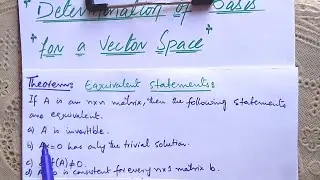 Determination of Basis for a Vector Space | Formula Foundation Usindh |