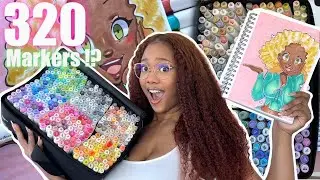 First Time Coloring with Ohuhu's NEW 320 MARKERS 🌈✍🏽 | Giveaway + Unboxing 🎁