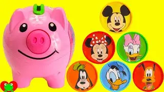 Mickey Mouse Club House Friends Learn Colors with Coins and Piggy Bank