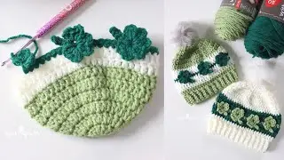 Crochet Shamrocks in a Row